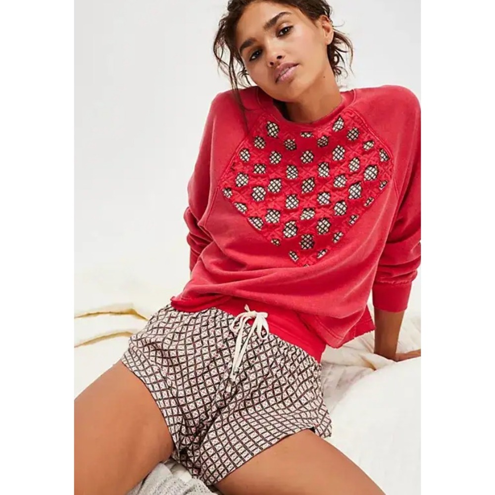 Free People Intimately Slay Ride Crew Neck Sweatshirt Cozy Boho Colorful